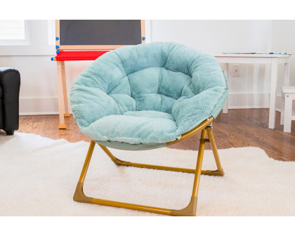 BLNK™ Gwen Faux Fur Mini Folding Saucer Moon Chair - Dusty Aqua