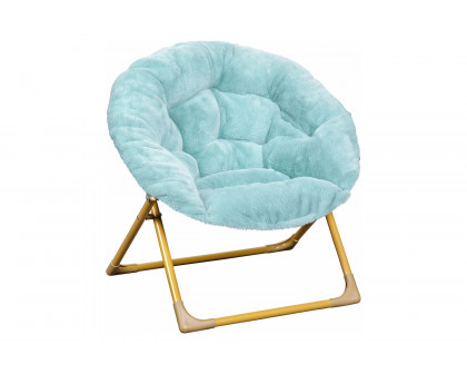 BLNK™ Gwen Faux Fur Mini Folding Saucer Moon Chair - Dusty Aqua