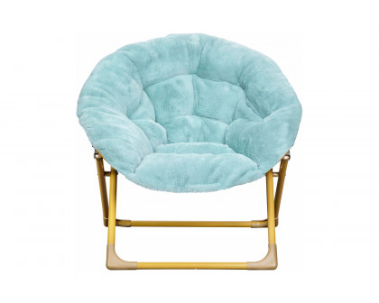 BLNK™ Gwen Faux Fur Mini Folding Saucer Moon Chair - Dusty Aqua