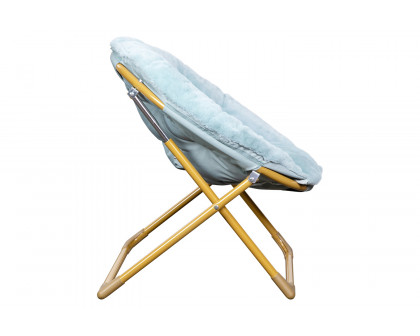 BLNK™ Gwen Faux Fur Mini Folding Saucer Moon Chair - Dusty Aqua