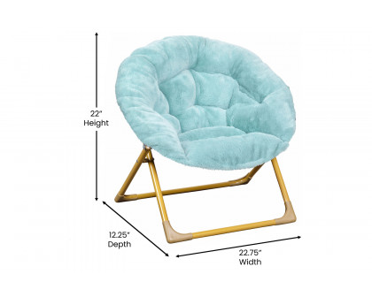 BLNK™ Gwen Faux Fur Mini Folding Saucer Moon Chair - Dusty Aqua