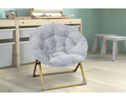 BLNK Gwen Faux Fur Mini Folding Saucer Moon Chair