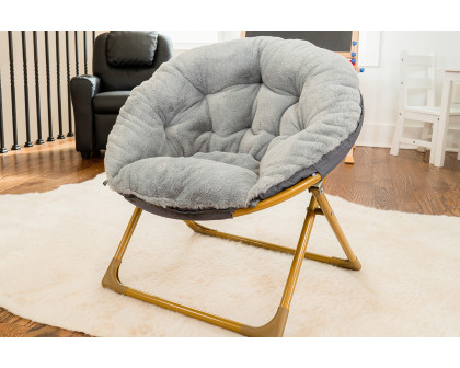 BLNK™ Gwen Faux Fur Mini Folding Saucer Moon Chair - Gray