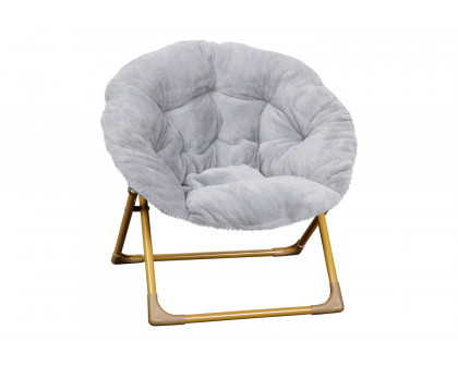 BLNK™ Gwen Faux Fur Mini Folding Saucer Moon Chair - Gray