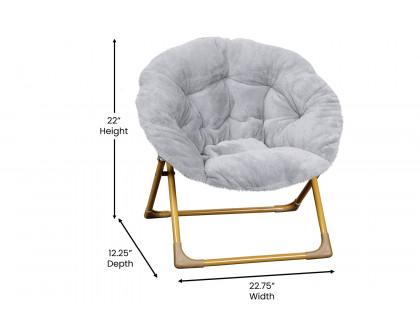 BLNK™ Gwen Faux Fur Mini Folding Saucer Moon Chair - Gray