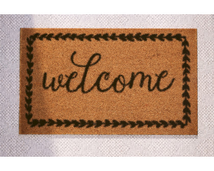 BLNK - Harbold Coir Indoor-Outdoor Doormat with Black Welcome Message and Non-Slip Backing