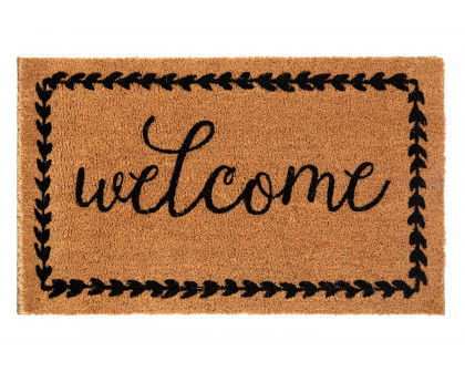 BLNK - Harbold Coir Indoor-Outdoor Doormat with Black Welcome Message and Non-Slip Backing