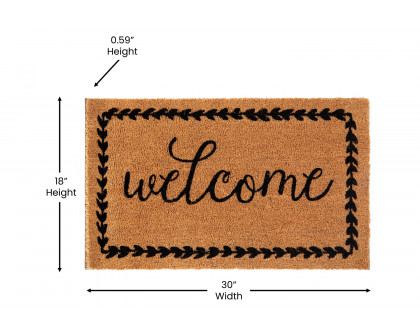 BLNK - Harbold Coir Indoor-Outdoor Doormat with Black Welcome Message and Non-Slip Backing