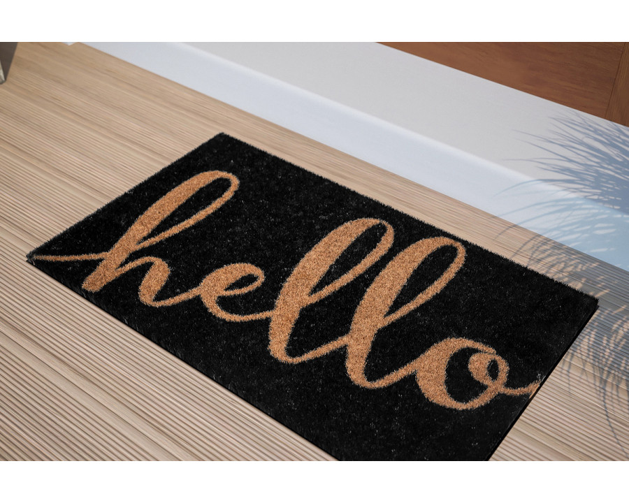 BLNK Harbold Coir Indoor-Outdoor Doormat with Hello Message and Non-Slip Backing