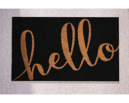 BLNK Harbold Coir Indoor-Outdoor Doormat with Hello Message and Non-Slip Backing