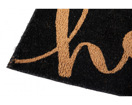 BLNK Harbold Coir Indoor-Outdoor Doormat with Hello Message and Non-Slip Backing - Black