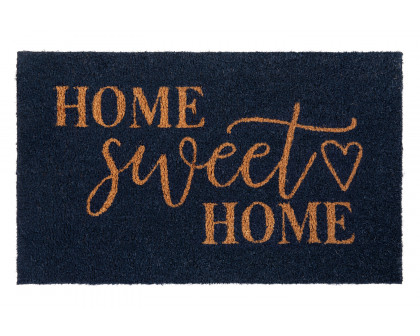 BLNK Harbold Coir Indoor-Outdoor Doormat with Home Sweet Home Message and Non-Slip Backing - Navy