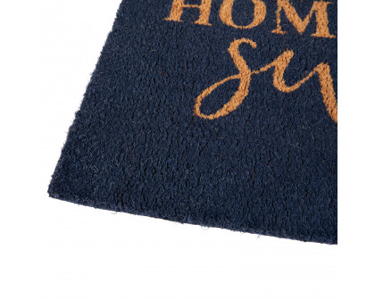 BLNK Harbold Coir Indoor-Outdoor Doormat with Home Sweet Home Message and Non-Slip Backing - Navy