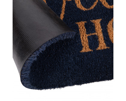 BLNK Harbold Coir Indoor-Outdoor Doormat with Home Sweet Home Message and Non-Slip Backing - Navy