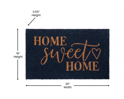 BLNK Harbold Coir Indoor-Outdoor Doormat with Home Sweet Home Message and Non-Slip Backing - Navy