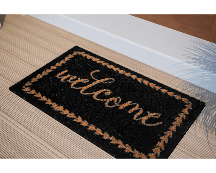 BLNK Harbold Coir Indoor-Outdoor Doormat with Welcome Message and Non-Slip Backing