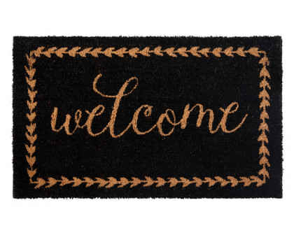 BLNK Harbold Coir Indoor-Outdoor Doormat with Welcome Message and Non-Slip Backing - Black