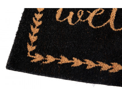 BLNK Harbold Coir Indoor-Outdoor Doormat with Welcome Message and Non-Slip Backing - Black