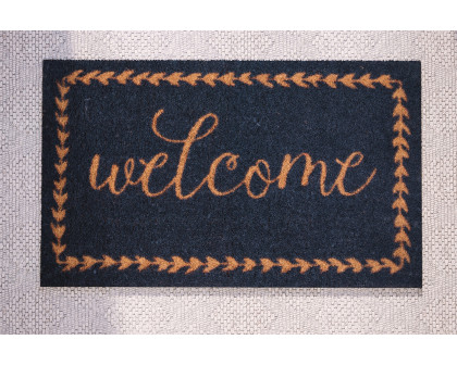 BLNK Harbold Coir Indoor-Outdoor Doormat with Welcome Message and Non-Slip Backing - Navy