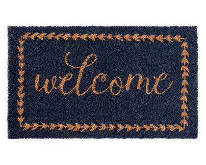 BLNK Harbold Coir Indoor-Outdoor Doormat with Welcome Message and Non-Slip Backing - Navy