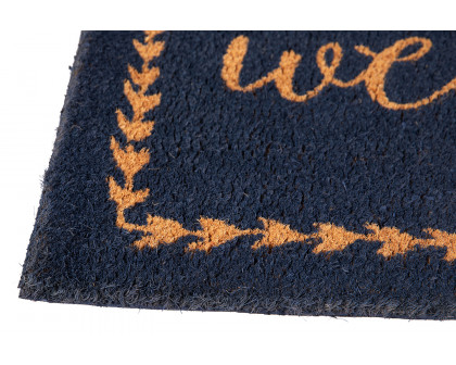 BLNK Harbold Coir Indoor-Outdoor Doormat with Welcome Message and Non-Slip Backing - Navy