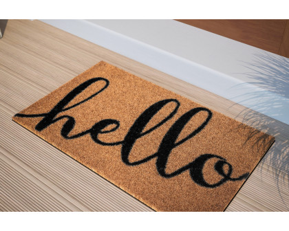 BLNK Harbold Coir Indoor-Outdoor Doormat with Hello Message and Non-Slip Backing