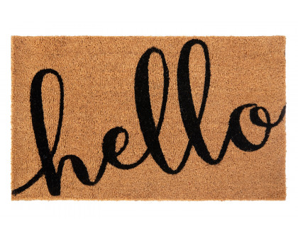 BLNK Harbold Coir Indoor-Outdoor Doormat with Hello Message and Non-Slip Backing - Natural