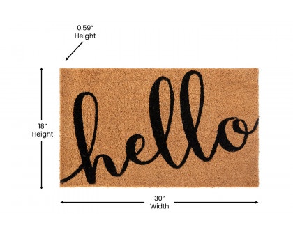 BLNK Harbold Coir Indoor-Outdoor Doormat with Hello Message and Non-Slip Backing - Natural