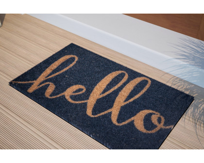 BLNK Harbold Coir Indoor-Outdoor Doormat with Hello Message and Non-Slip Backing