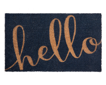 BLNK Harbold Coir Indoor-Outdoor Doormat with Hello Message and Non-Slip Backing - Navy