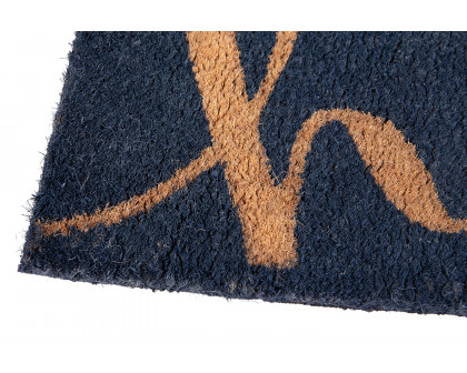 BLNK Harbold Coir Indoor-Outdoor Doormat with Hello Message and Non-Slip Backing - Navy