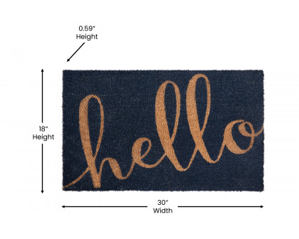 BLNK Harbold Coir Indoor-Outdoor Doormat with Hello Message and Non-Slip Backing - Navy