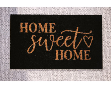 BLNK Harbold Coir Indoor-Outdoor Doormat with Home Sweet Home Message and Non-Slip Backing - Black