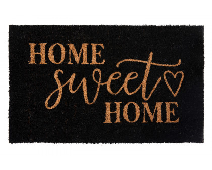 BLNK Harbold Coir Indoor-Outdoor Doormat with Home Sweet Home Message and Non-Slip Backing - Black