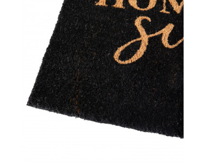 BLNK Harbold Coir Indoor-Outdoor Doormat with Home Sweet Home Message and Non-Slip Backing - Black