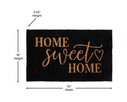 BLNK Harbold Coir Indoor-Outdoor Doormat with Home Sweet Home Message and Non-Slip Backing - Black