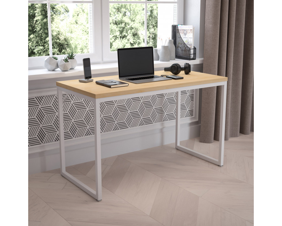 BLNK Tiverton Commercial Industrial Modern Office Computer Desk - Maple/White