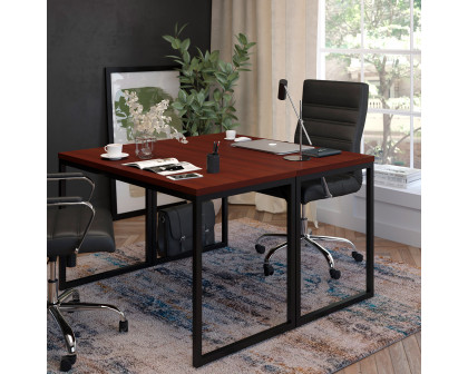 BLNK Tiverton Commercial Industrial Modern Office Computer Desk - Mahogany/Black