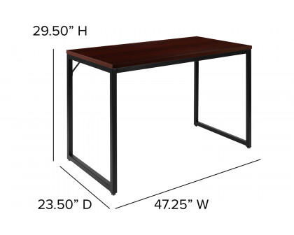 BLNK Tiverton Commercial Industrial Modern Office Computer Desk - Mahogany/Black