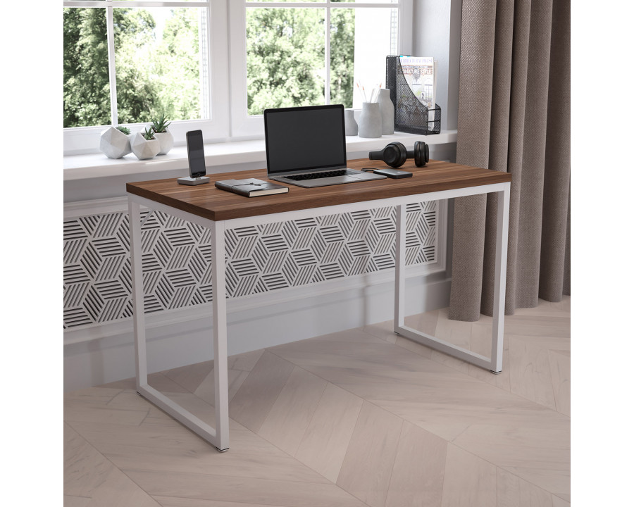 BLNK Tiverton Commercial Industrial Modern Office Computer Desk - Walnut/White