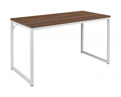 BLNK Tiverton Commercial Industrial Modern Office Computer Desk - Walnut/White