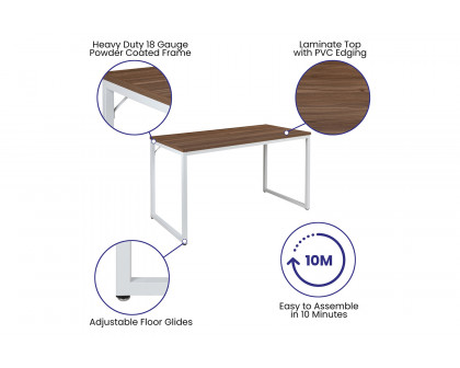 BLNK Tiverton Commercial Industrial Modern Office Computer Desk - Walnut/White