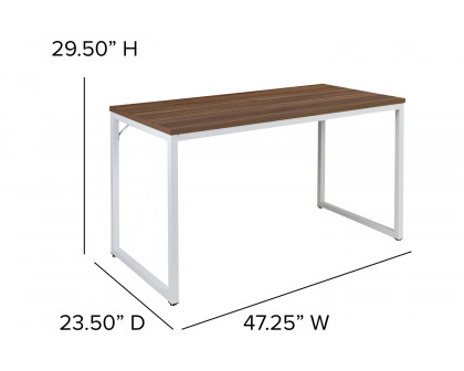 BLNK Tiverton Commercial Industrial Modern Office Computer Desk - Walnut/White