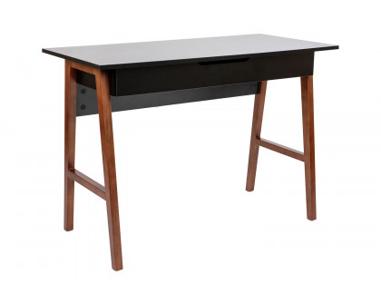 BLNK Darla Home Office Writing Computer Desk with Drawer - Black/Walnut