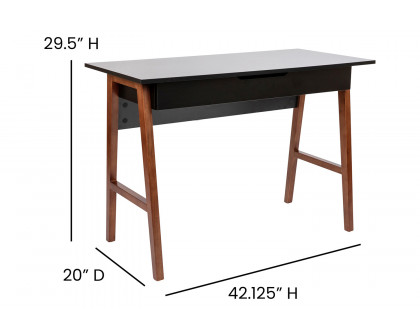 BLNK Darla Home Office Writing Computer Desk with Drawer - Black/Walnut