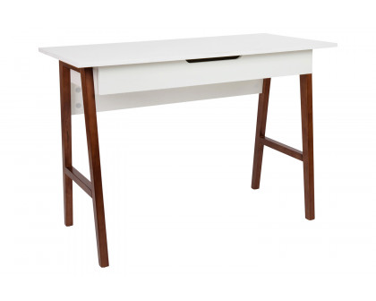 BLNK Darla Home Office Writing Computer Desk with Drawer - White/Walnut