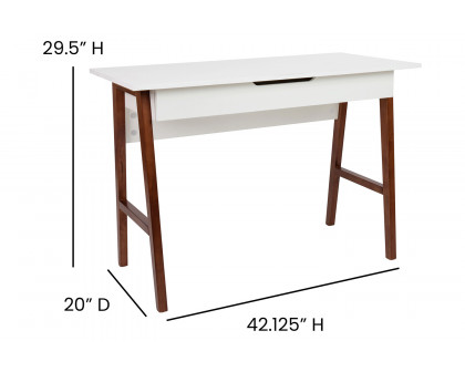 BLNK Darla Home Office Writing Computer Desk with Drawer - White/Walnut