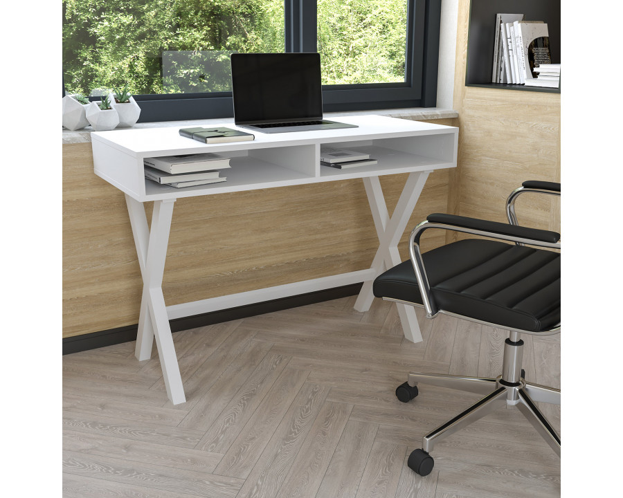 BLNK Dolly Home Office Writing Computer Desk with Open Storage Compartments