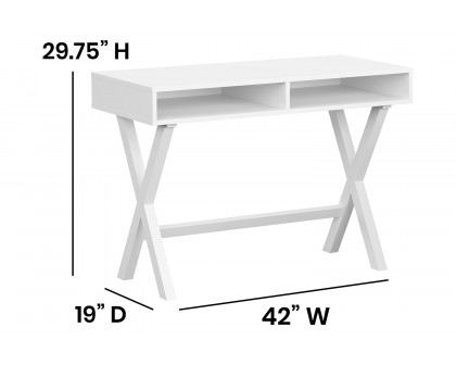 BLNK Dolly Home Office Writing Computer Desk with Open Storage Compartments - White