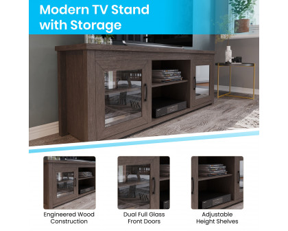 BLNK Sheffield Classic TV Stand up to 80" TVs - Finish with Full Glass Doors - Modern Black Wash